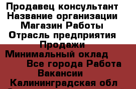Продавец-консультант › Название организации ­ Магазин Работы › Отрасль предприятия ­ Продажи › Минимальный оклад ­ 27 000 - Все города Работа » Вакансии   . Калининградская обл.,Светловский городской округ 